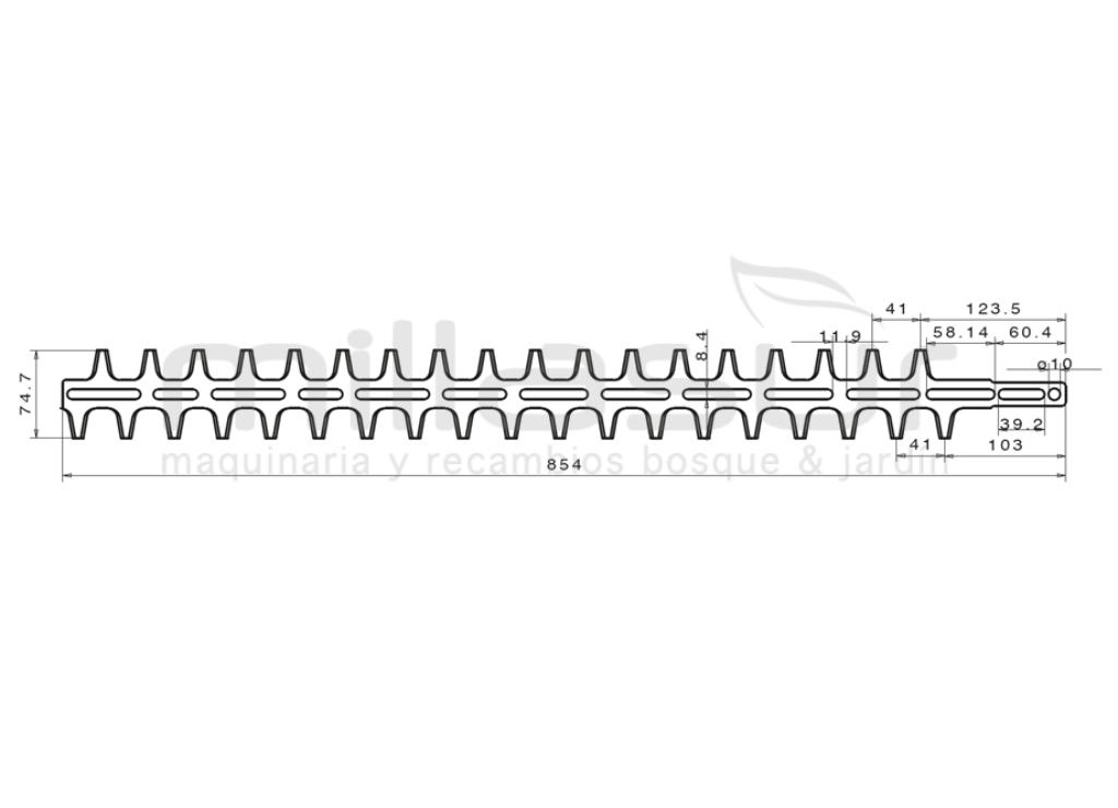 HEDGE TRIMMER COMB INSIDE E OUTTSIDE 854MM ADAPTÁVEL A STIHL HS 242, HS 246, HS 60 ... - foto 1