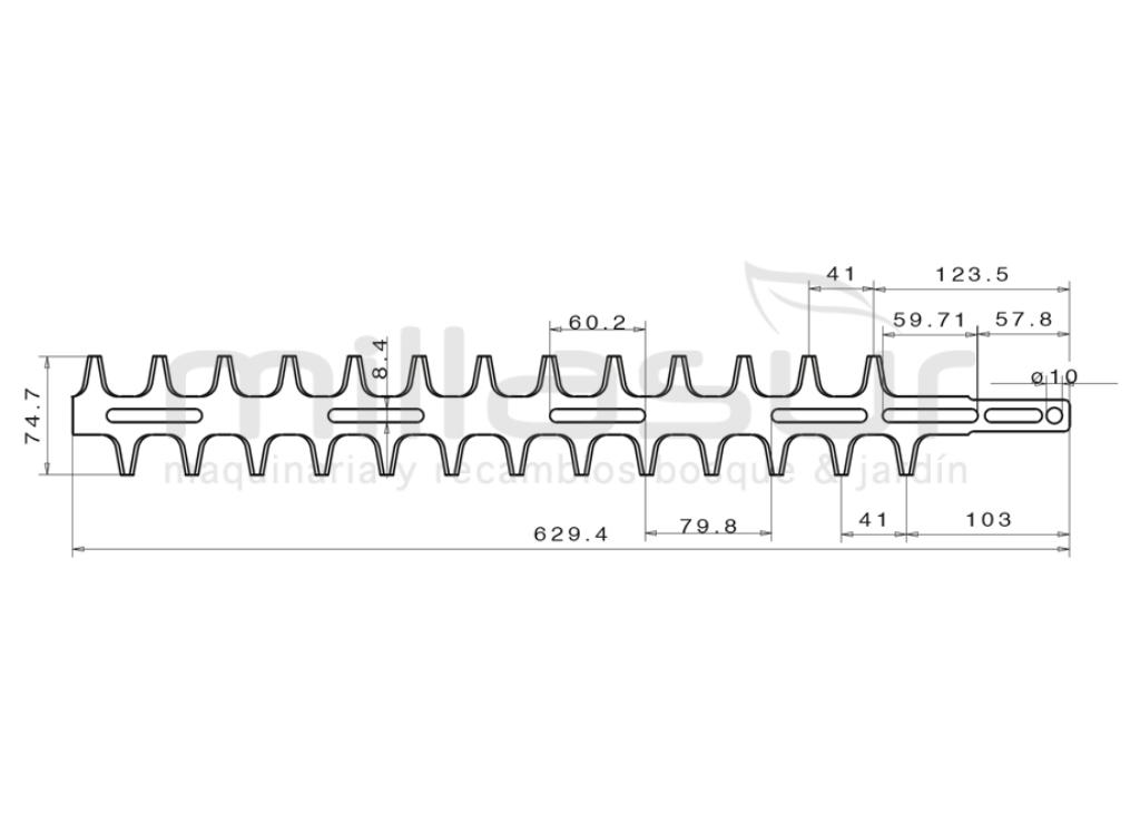 HEDGE TRIMMER COMB INSIDE E OUTTSIDE 629MM ADAPTÁVEL A STIHL HS 242, HS 246, HS 60 ... - foto 1