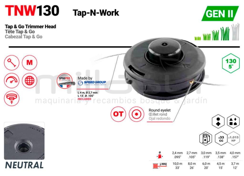 CABEZAL TAP-N-GO PROFESIONAL TNW130 - SIN ADAPTADOR - foto 1