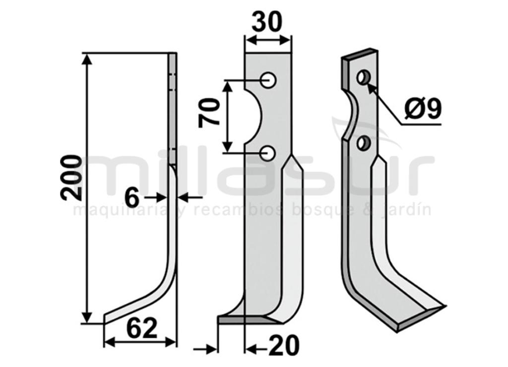 LÂMINA DE ENXADA MOTOR UNIVERSAL 200X62 DRCH - foto 1