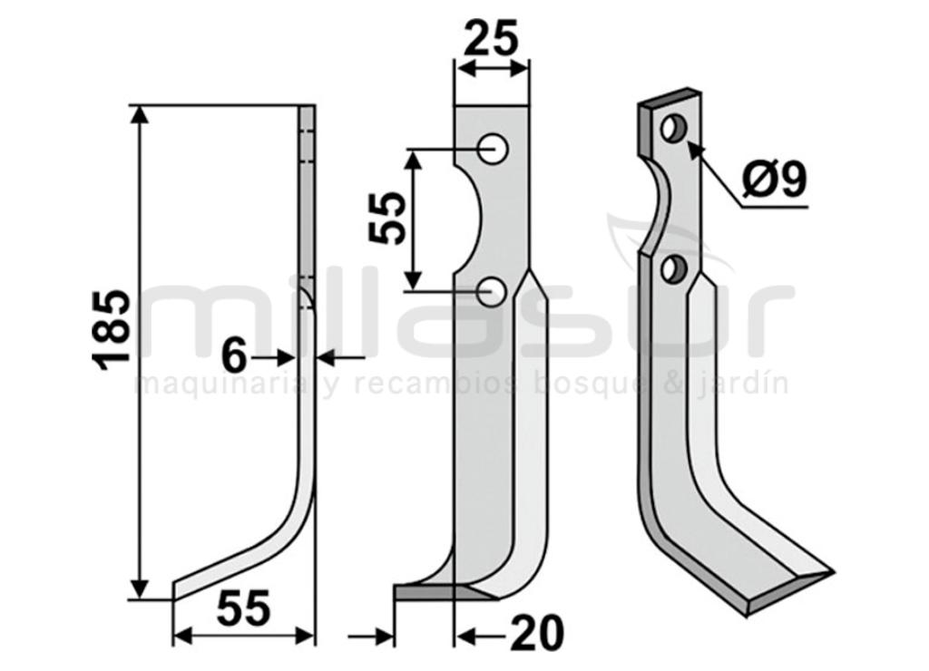 MOTOAZED LÂMINA 185x6x25 DERCH - B.C.S. - foto 1