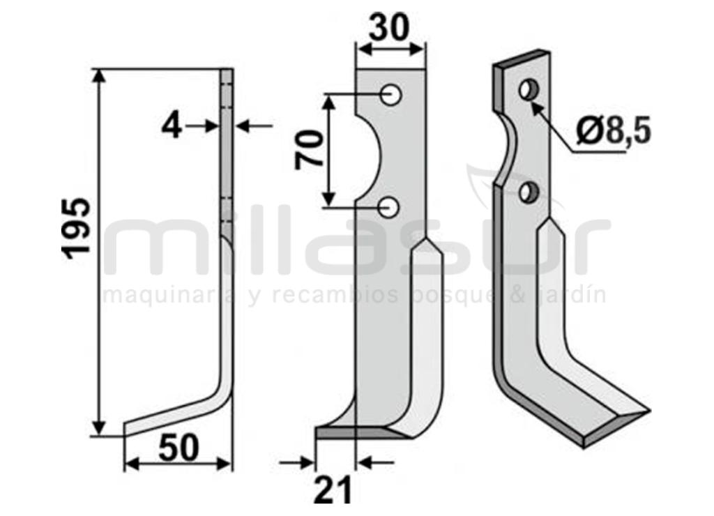 POWER TILLER LÂMINA AGRIA 195X48X4 DRCH - foto 1