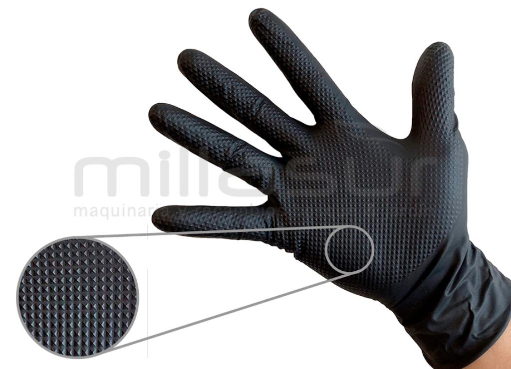 CAIXA DE 50 LUVAS DE OFICINA EM NITRILO PRETO - TOQUE RUGOSO - TAMANHO L - foto 2