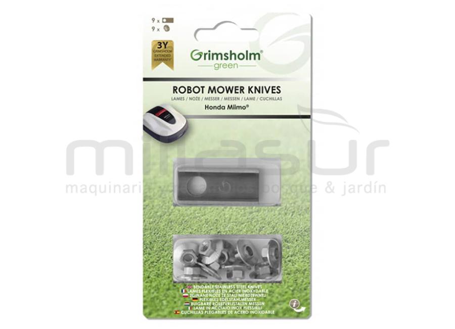 SET OF 9 LÂMINAS E NUTS ROBOT CORTADOR DE GRAMA HONDA MIIMO