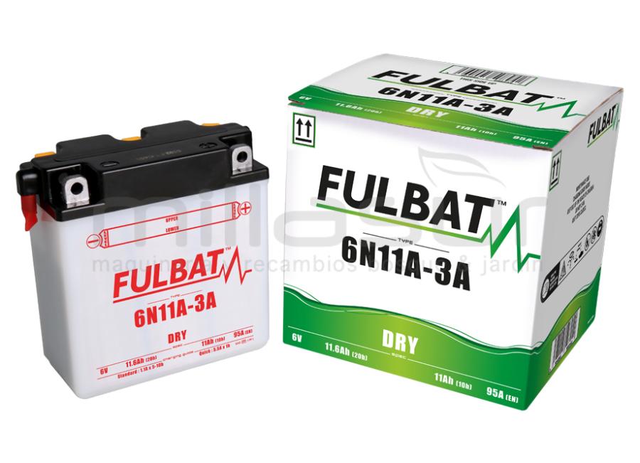 BATERIA 6V 6N11A-3A ACID 11 Ah (122 x 62 x 131) - ESQUERDA.